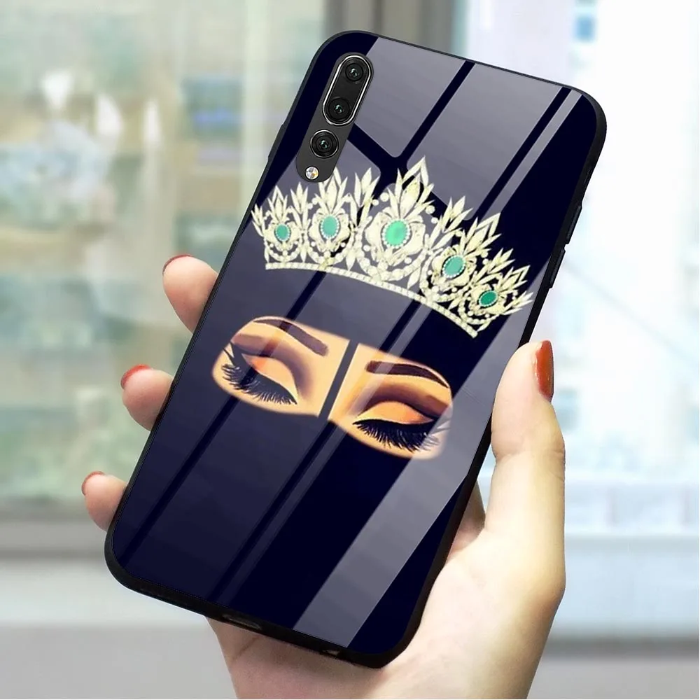 

Muslim Islamic Gril Eyes Tempered Glass Phone Cover for Huawei P20 Case Honor 9 10 Lite 7A P10 P20 P30 PRO P Smart Mate 20 Lite