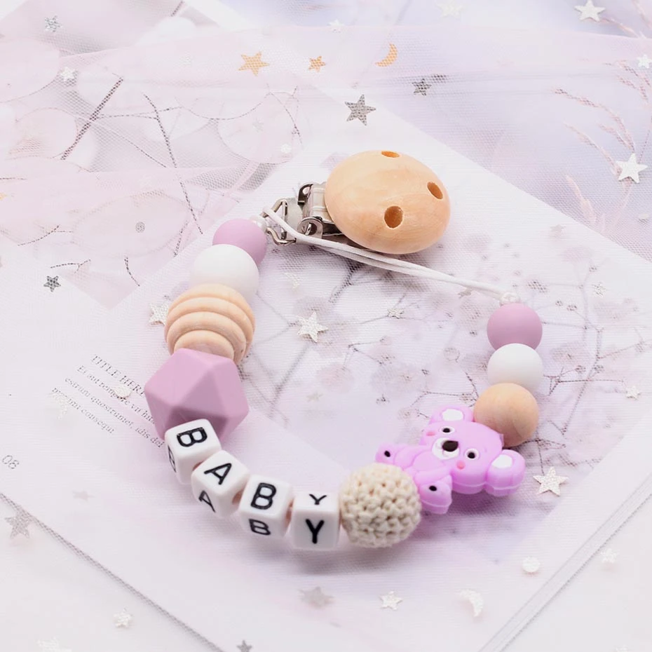 Diy Персонализация клипсы для соски забавная соска цепь с Коала соска держатель для ребенка Attache Sucette Bpa бесплатно - Цвет: Purple