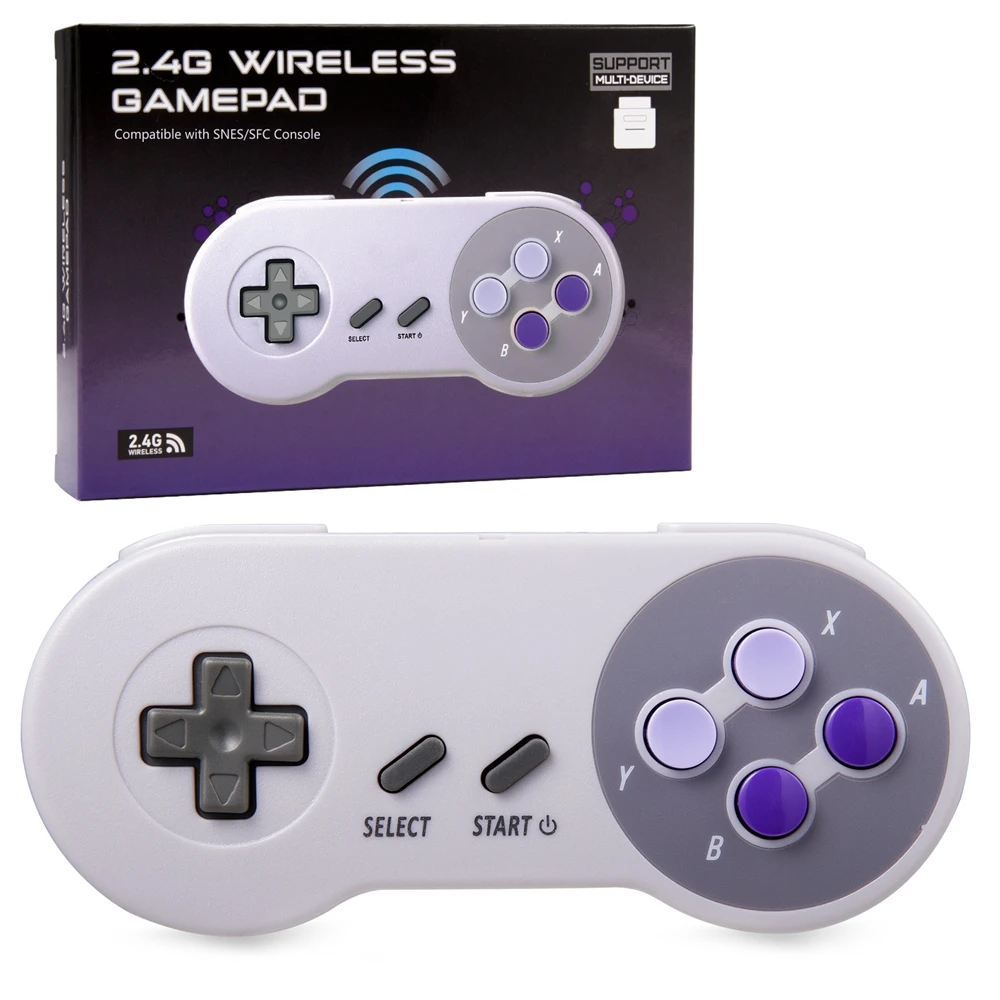2.4 GHz Wireless Super NES Classic Controller Gamepad Joystick Compatible with SNES/SFC Games Console [Rechargeable]