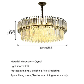 AOSONG Gold Luxury Chandelier Fixtures Modern Crystal Pendant Lamp Light Home LED for Dining Room Decoration 6