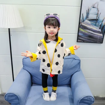 

Toddler Girl Clothes Baby Girls Jackets Spring Hooded Windbreaker Polka Dot Reversible Clothes Kids Jacket Children's Jacket