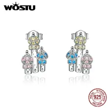 WOSTU, королевский замок, серьги-гвоздики, 925 пробы, серебро, много цветов, эмаль, свадебные серьги для женщин, серебро 925, ювелирное изделие CQE591