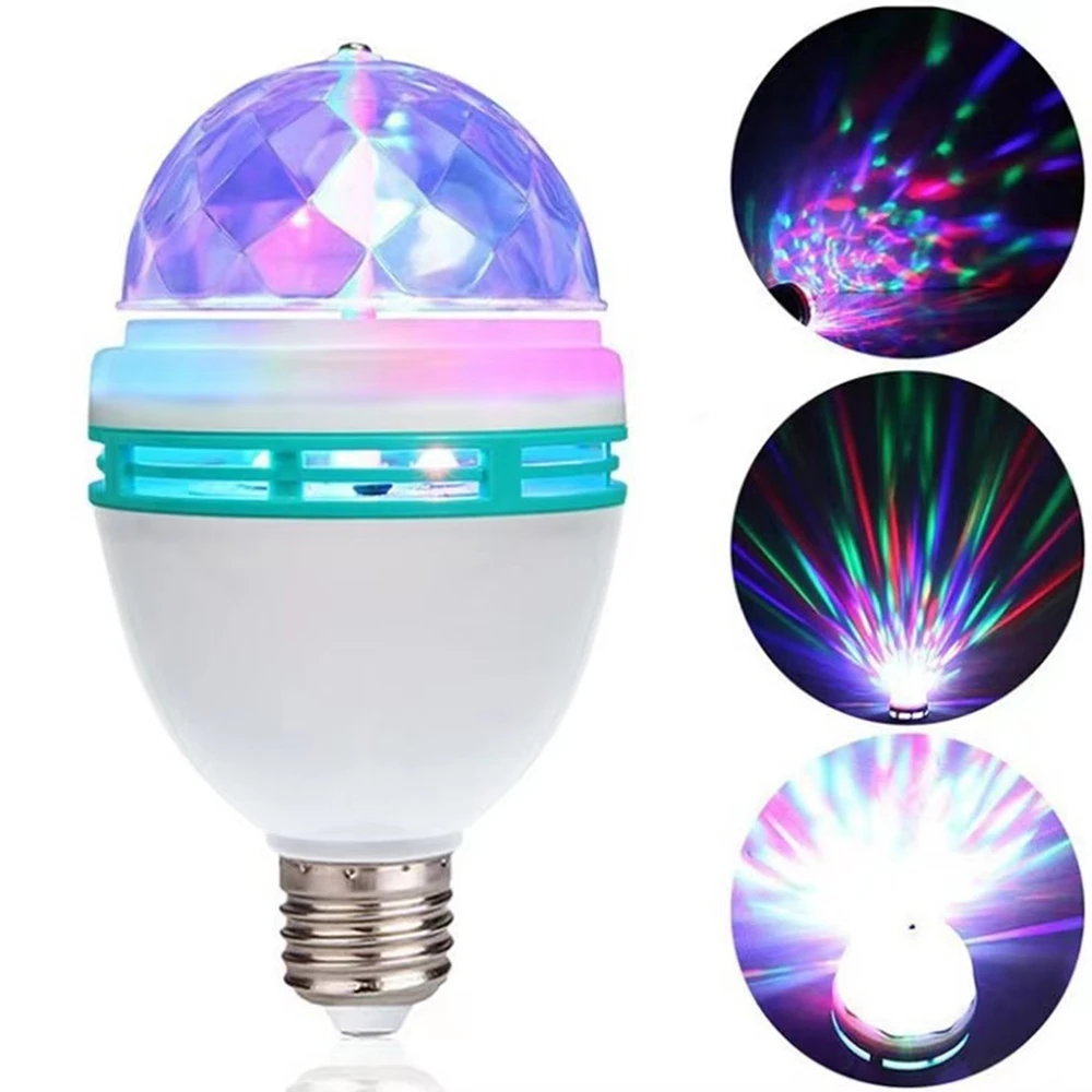 Portable multi LED bulb Mini Laser Projector DJ Disco Stage Light Xmas Party Lighting Show with E27 to EU Plug Adapter