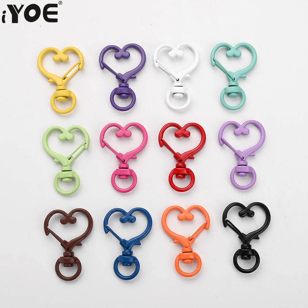10Pcs Heart Shape Shiny Lobster Clasp Hook End Connectors Finding Charms 26MM 