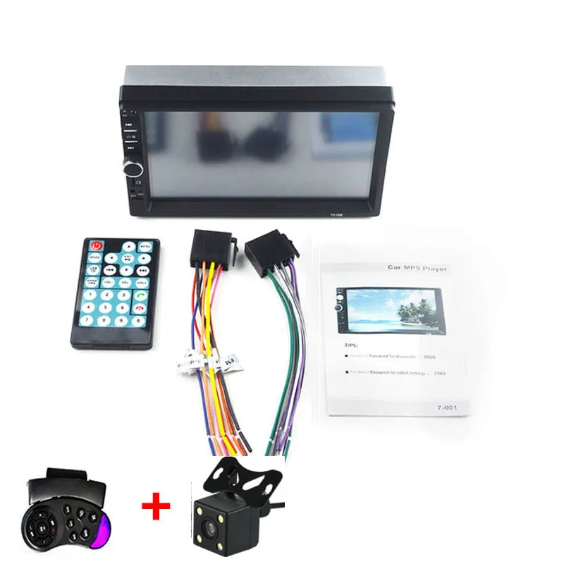 7010B 2 Din Автомобильный MP4 MP5 плеер 7 дюймов HD мультимедийная камера радио Универсальный Авторадио Bluetooth аудио зеркало заднего вида камера DVR - Цвет: RC amd 4LED Cam