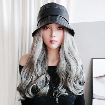 

Fisherman hat splicing wig detachable curly hair fisherman gauze hat wig hat simulation wig