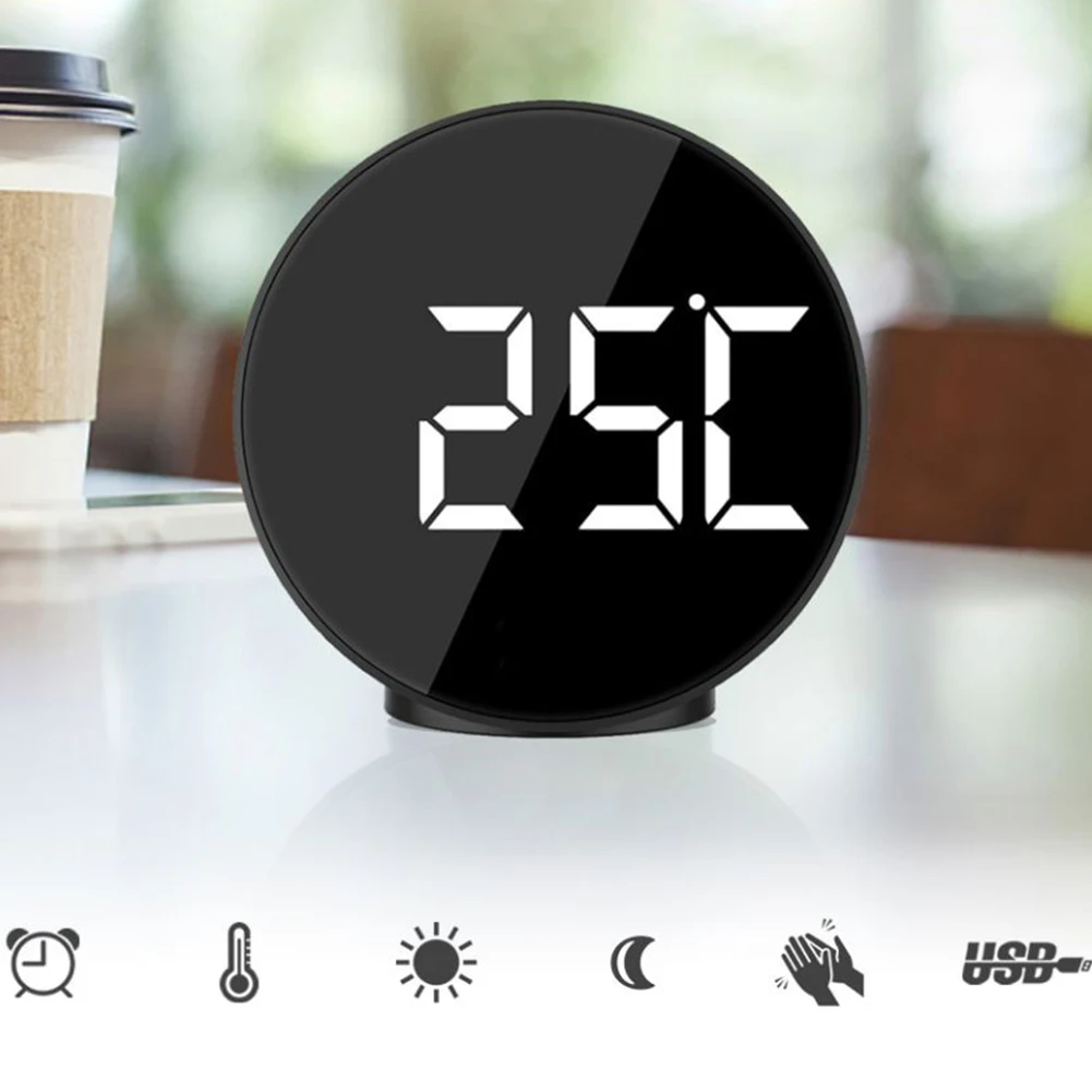 Ночной режим офисный на батарейках будильник с голосовым управлением Регулируемая яркость цифровые часы круглые светодиодные электронные дома