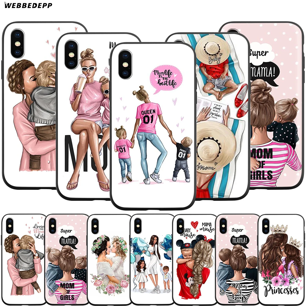 Webbedepp Mom and Baby Love чехол для Apple iPhone 12 Mini 11 Pro XS Max XR X 8 7 6 6S Plus 5 5S SE|Бамперы| |