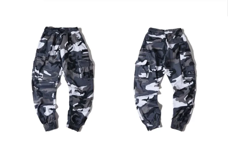 white camo Мужские джоггеры камуфляжные боковые карманы Свободные стильные мужские спортивные штаны модные уличные повседневные штаны - Цвет: white camo