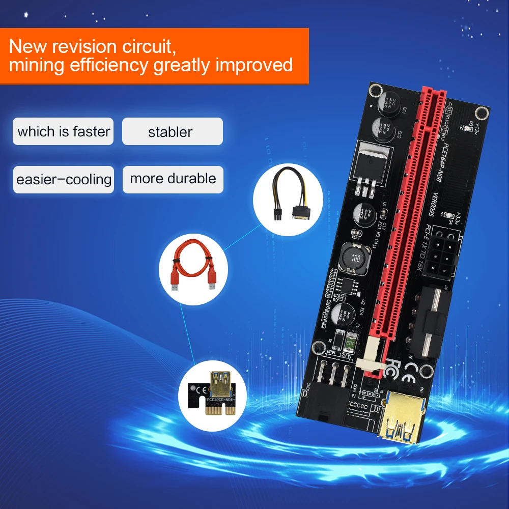 Адаптер-переходник TISHRIC для видеокарты VER009s PCIE Riser 009s адаптер USB 3 0 с кабелем SATA на 6