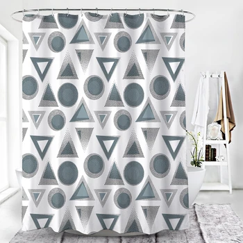 

Triangular Circular Pattern Bathroom Curtain Polyester Shower Curtain 180*180 Cm Bath Curtain Shower Room Decor Accessories
