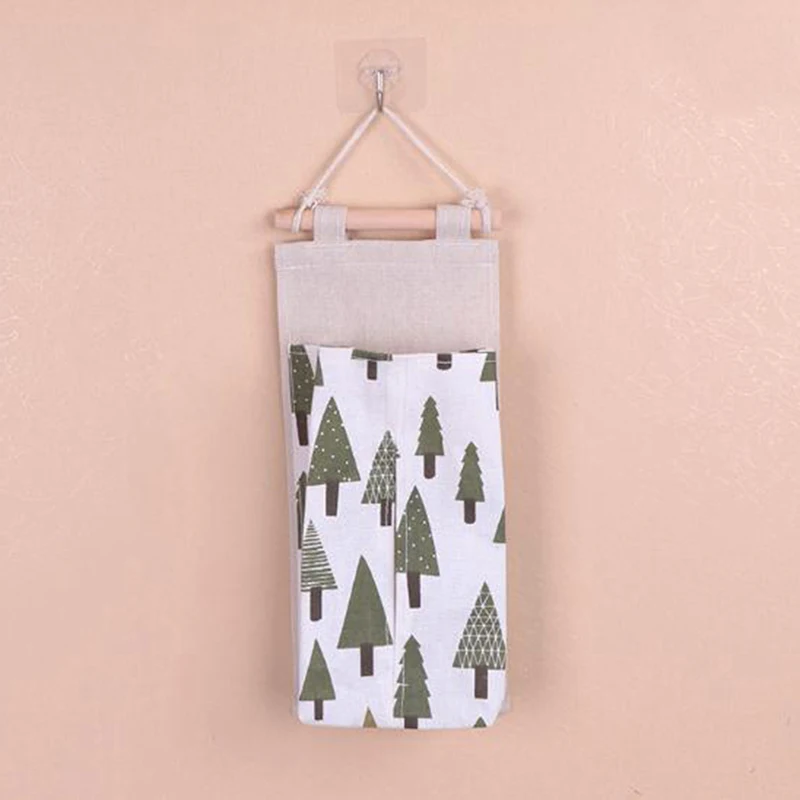 Cotton Linen Wall Hanging Storage Bags Door Pouch Bedroom Home Storage Pocket Home Decor Hanging Bag