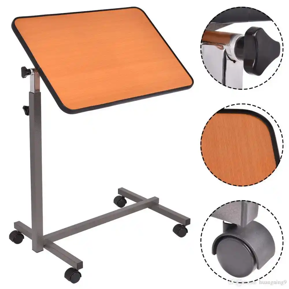 Overbed Rolling Table Over Bed Laptop Food Tray Hospital Desk With Tilting Top Laptop Desks Aliexpress