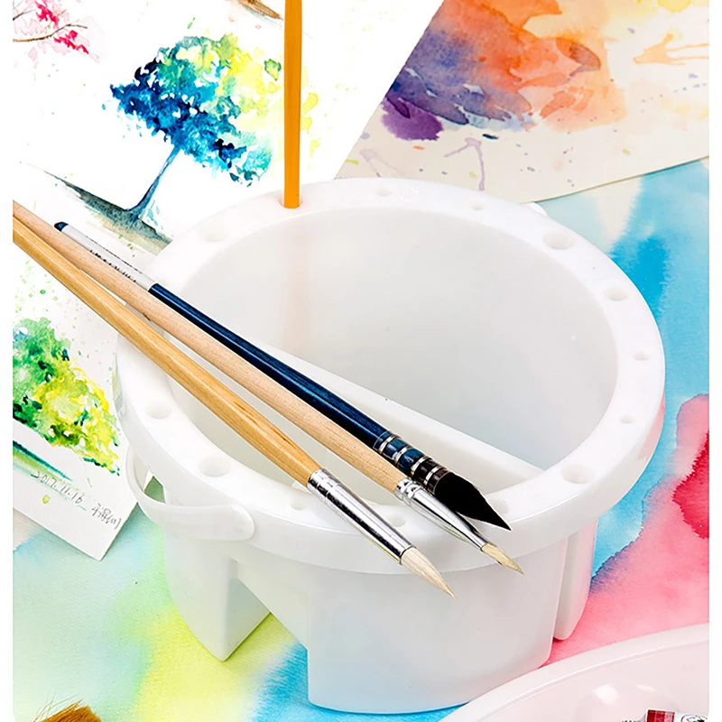 Wash Pen Bucket Portable With Pen Holder Palette Watercolor Painting