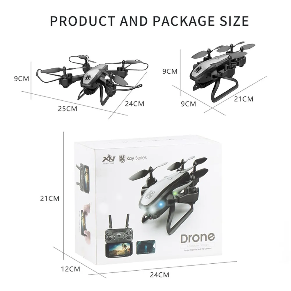 KY909 разборный Дрон с одним ключом взлет и посадка двойная камера 4K HD WiFi FPV 3D флип оптический поток RC Квадрокоптер