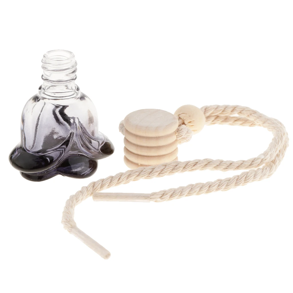 30Pcs Car Perfume Bottle Empty Refillable Fragrance Oil Container  Diffuser Vottle Hanging Ornament ,10ml, Black