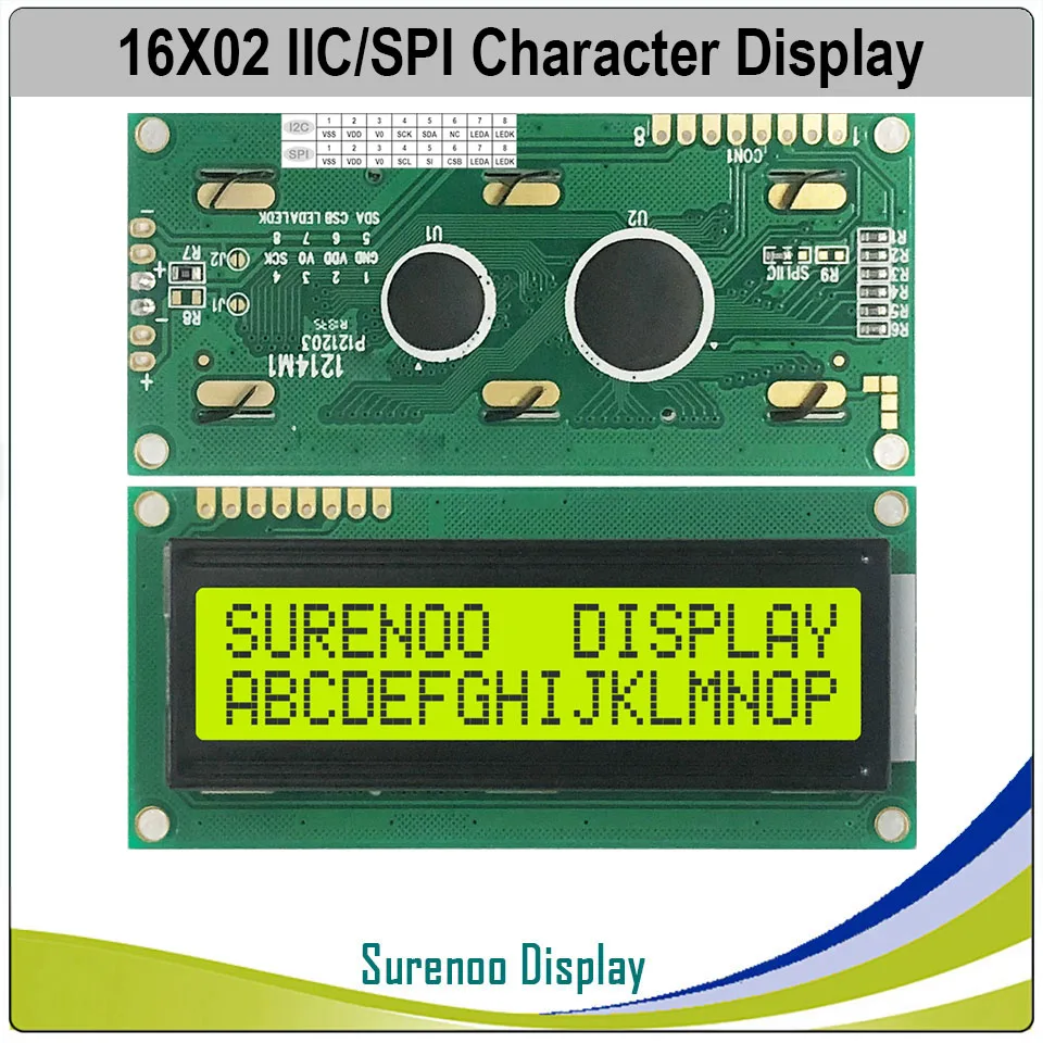 Последовательный igc/IIC/SPI интерфейс 162 16X2 1602 символ ЖК-модуль дисплей экран LCM зеленая желтая задняя подсветка