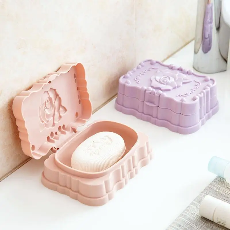 

1Pcs High Quality Soap Box Travel Portable Lid Soap Box With Drain Layer Draining Holder Soap Dish Bathroom Accessories Dropship