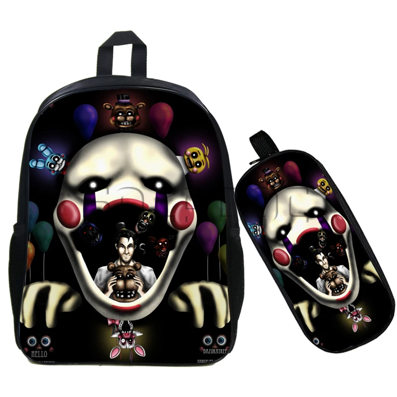 Модные школьные рюкзаки Five Nights At Freddy, 16 дюймов, сумка Mochila для мальчиков и девочек, детский рюкзак с пеналом, комплект из 2 предметов - Цвет: 15