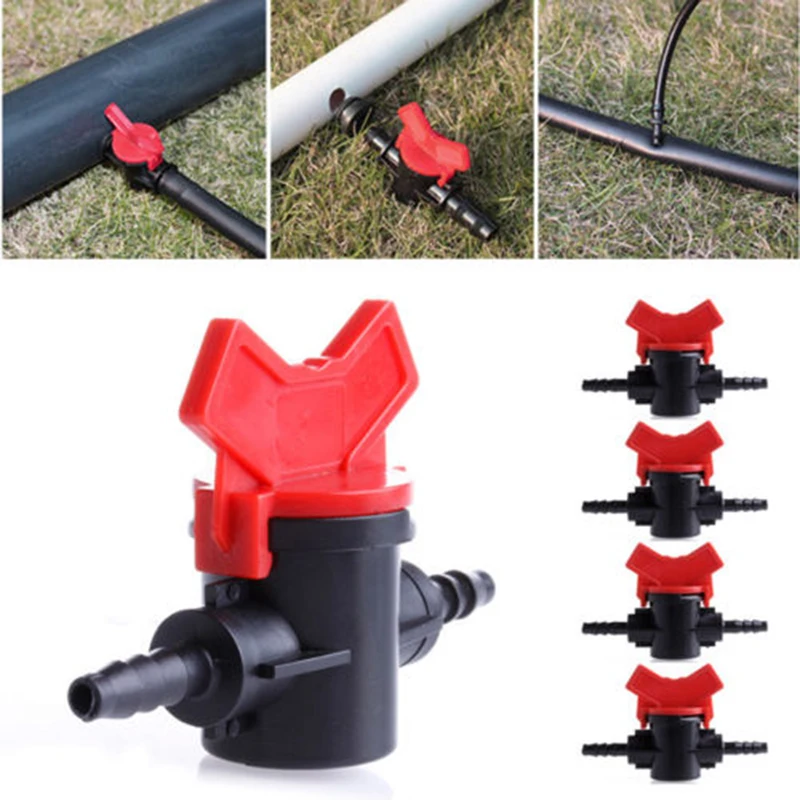 2/5pcs 4mm PCV Parts Coupling Pipe Irrigating Water Hose Switch Plastic Valve