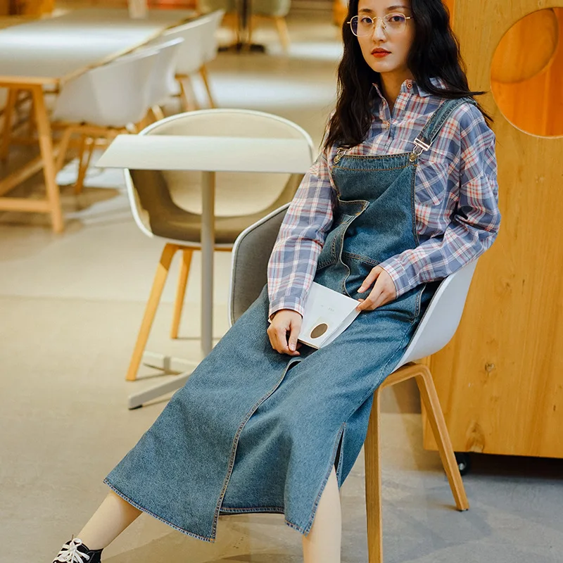 

Qi mei Cowboy Suspender Strap Dress Women's 2020 Spring New Style Versitile Fashion Suspender Strap Skirt Origional WOMEN'S Dres