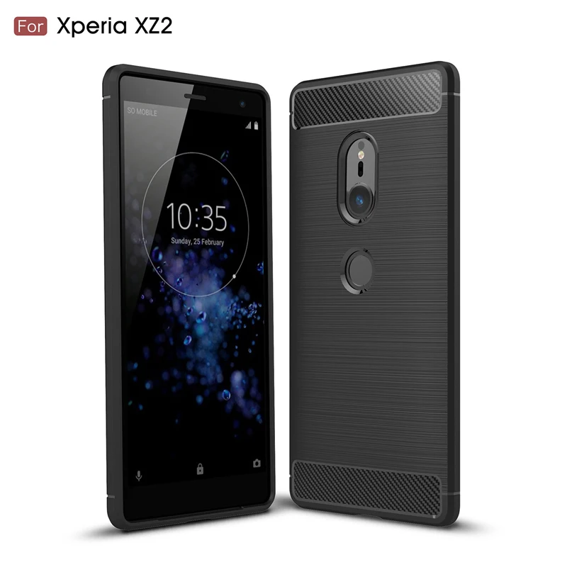 hei Армированный чехол из углеродного волокна для sony Xperia L2 XA1 XA2 Plus Ultra 10 XZ3 XZ XZ1 XZ2 Compact Premium бампер противоударный мягкий чехол из ТПУ - Цвет: hei