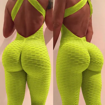 

Women's Sports And Fitness Yoga Pants Sexy Halter Sleeveless Bodycon Jumpsuit