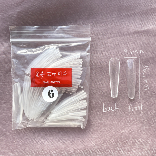 Fake Nails Extend Transparent Ballet Long False Nails Art With Glue UV Press On 50PC Full Cover Tips for Nail Ofessionals