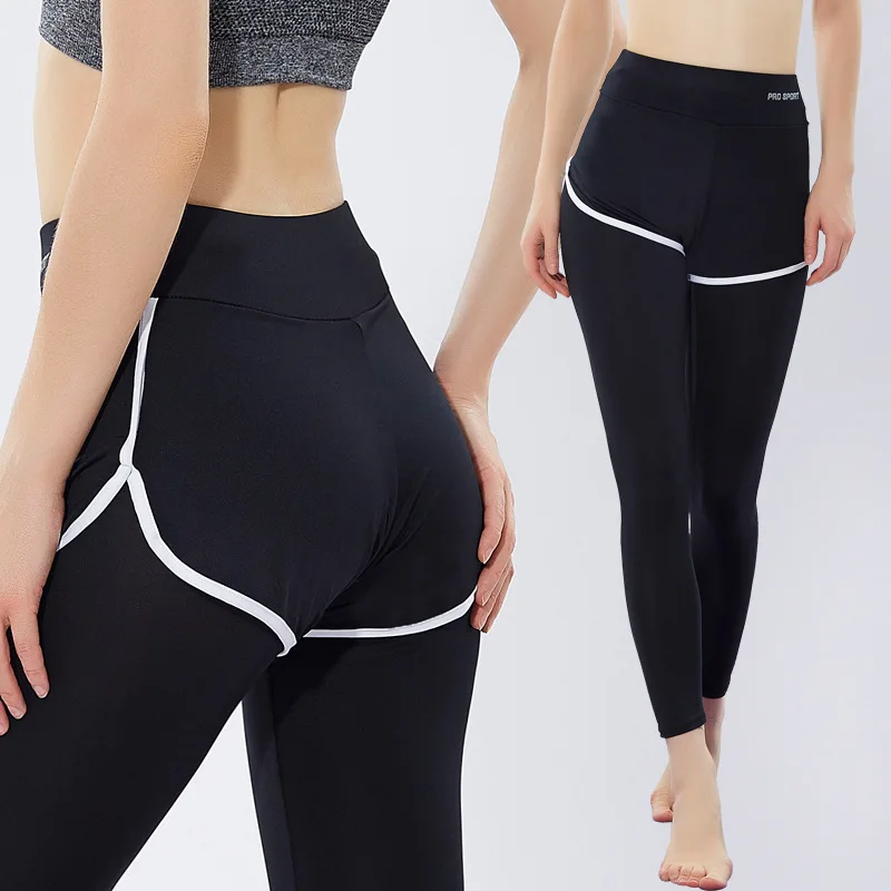 

Thin Mock Two-Piece Anti-Exposure Women's Sports Ninth Pants Running Yoga Fitness High Waist Elasticity Leggings