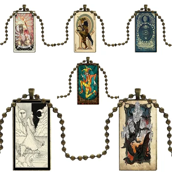 

Fashion Tarot Card Collares Para Novios For Wedding custom name necklace Fashion Long Chain With Rectangle necklace Jewelry