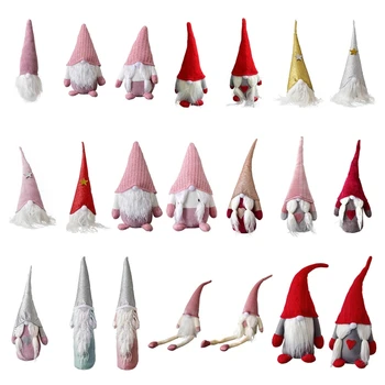 

Christmas Gnomes Decorations Handmade Swedish Tomte Doll with LED Lighting Nose Scandinavian Elf Ornaments Xmas Party Supplies