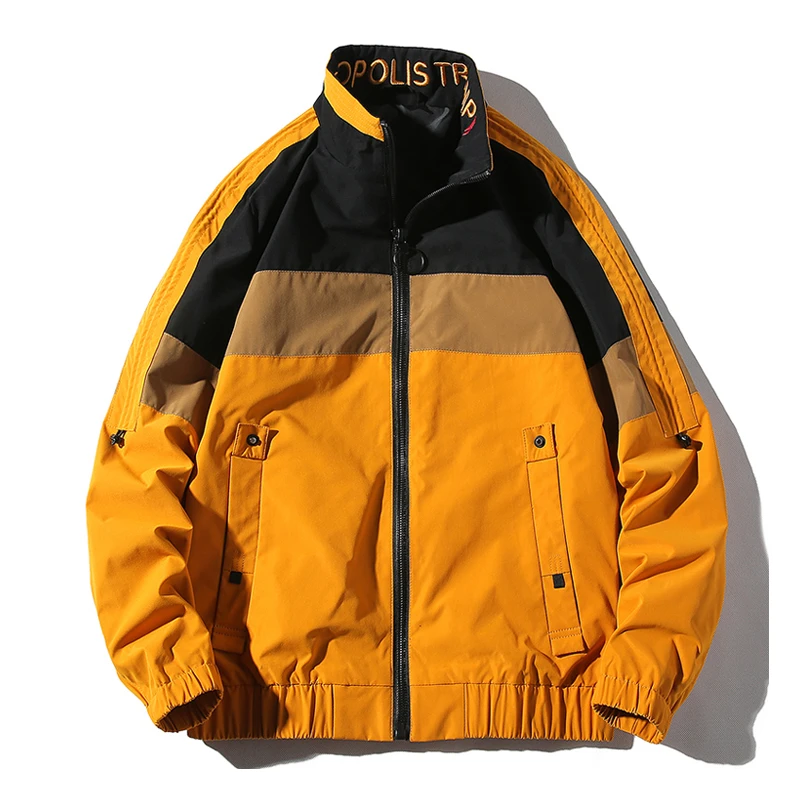 

Vintage Bomber Jacket Autumn More Pocket Loose Coat Baseball Lead Spelling Color Jacket Male Hip Hop Jacket Jaqueta Masculina