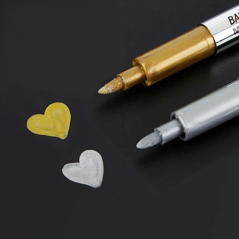 DIY Metallic Waterproof Permanent Paint Marker Pens Gold And Silver For Drawing Students Supplies Marker Craftwork Pen New