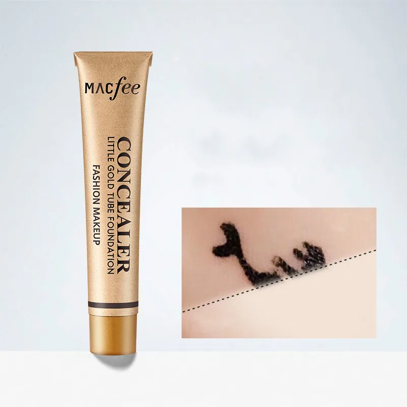 

Small gold tube foundation waterproof concealer spotted acne marks dark circles tattoo scar foundation liquid