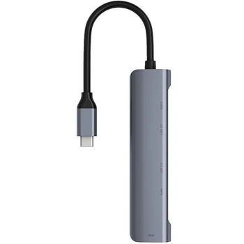 

Aluminum USB-C Docking Station 5 In1 Type C Hub HDMI USB 2.0/USB 3.0 o 3.5mm Ports Expander Adapter For PC Laptop