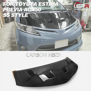 

Car-styling SS Style Carbon Fiber Front Hood Glossy Finish Bonnet Cover With Air Vent Duct For Toyota 06-13 Estima Previa ACR50