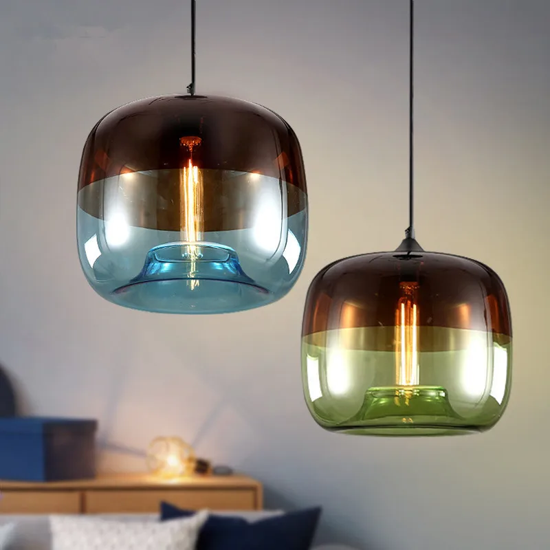 Retro Colored Glass Chandelier Modern Restaurant Cafe Bar Creative Personality Living Room Bedroom | Лампы и освещение
