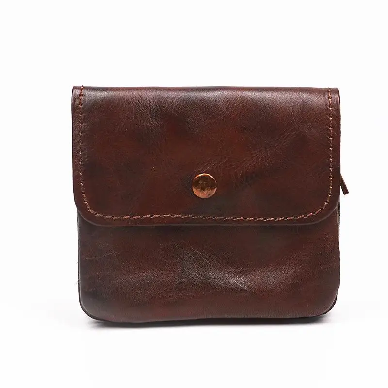 Vintage Style Men Leather Coin Purse Wallet Clutch Key Holder Zipper Small Soft Bag Mini Bag