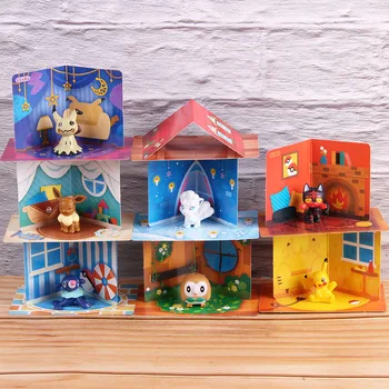

Anime Cartoon Monsters Action Figure Eevee Litten Popplio Vulpix Mimikyu Hoothoot PVC Collection Model Toys 7pcs/set