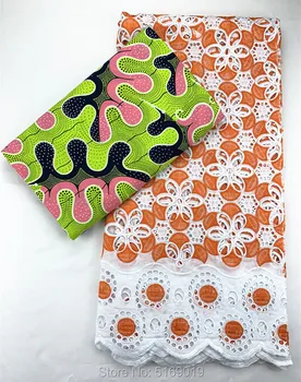 

Hot Sale Ankara Fabric Swiss Lace Fabric High Quality African Wax Print Fabric Embroidery Swiss Cotton Lace 2.5+3yards NR-58