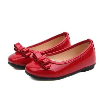

Autumn Girls Shoes Kids Baby Girls Solid Leather Single Princess Shoes With Bow-knot Princess Sweet Children Flat Shoes #Y1