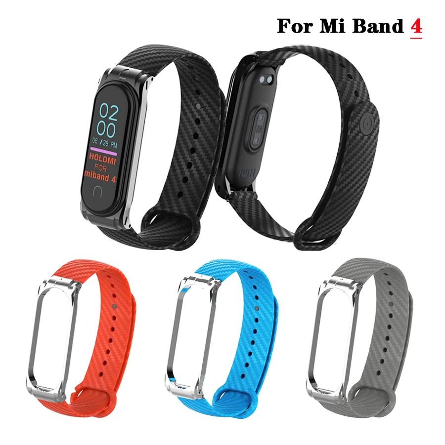 

For Mi Band 4 Strap Carbon Fiber Metal Case Wrist Band Bracelet for Xiaomi Mi Band 4 Wristband Accessories for Miband 4 Bracelet