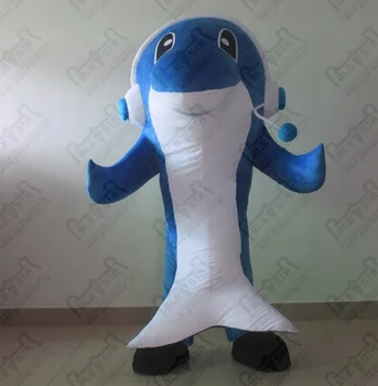 

music dolphin mascot costumes hot sale big earphone blue fish costumes