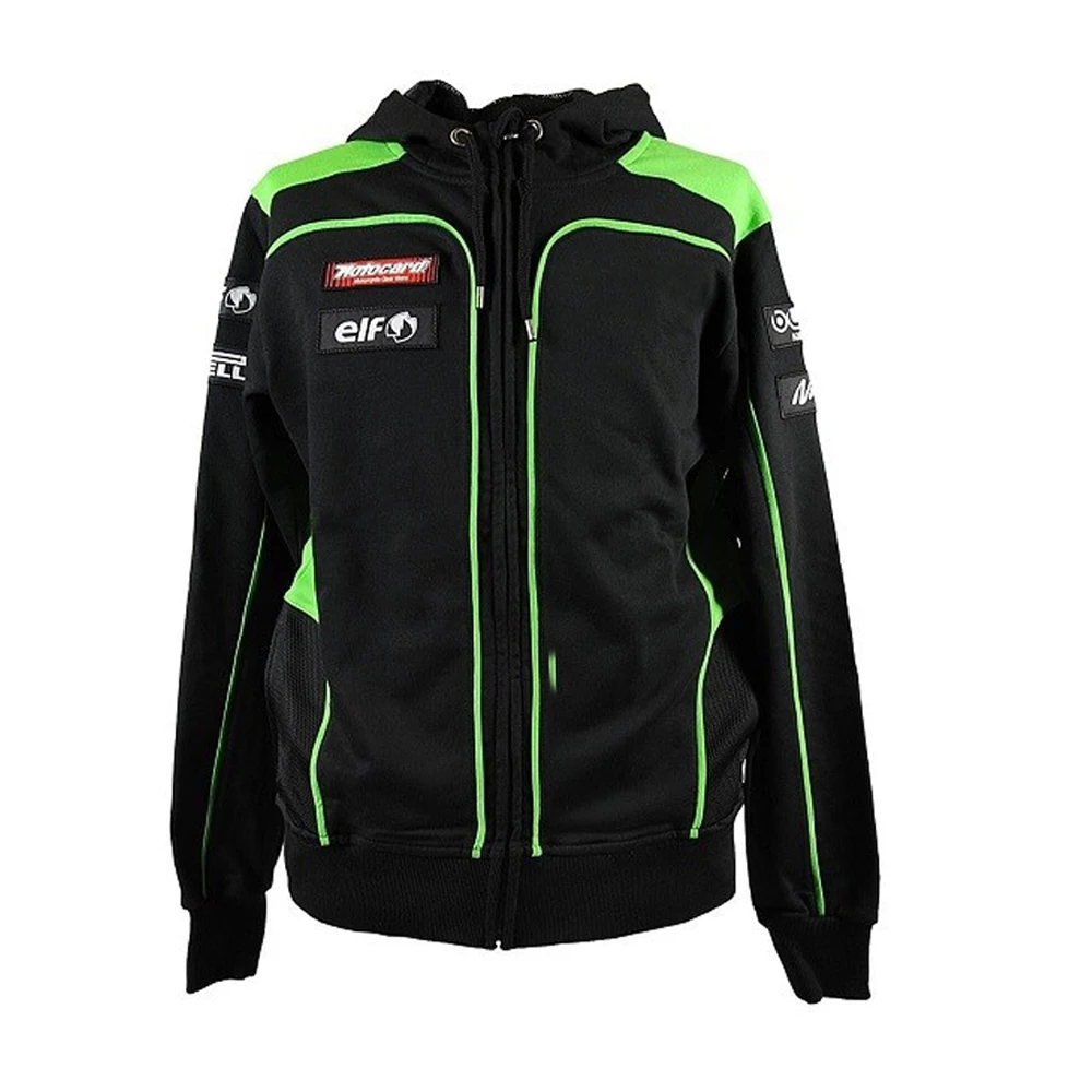 

Free Shipping Moto Motorcycle ATV Bike Off-road Sweater For motobike Motocard Team Black/Green Zip Up Hoodie Fleece team suit