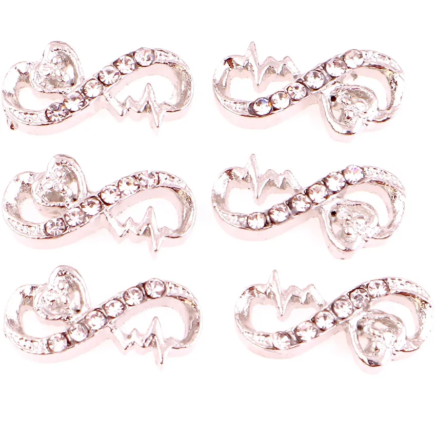 20 Pz/Lotto 8 Forma Cuore Lega Metallo Galleggiante Medaglione Charms Fit Memory Glass Living Medaglione Collane Gioielli Donna Ragazza Regalo