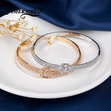 Дизайн тонкий Простой Подарочный браслет милый 585 розовое золото серебро сияющий кристалл глаз женский браслет бижутерия рождественские подарки