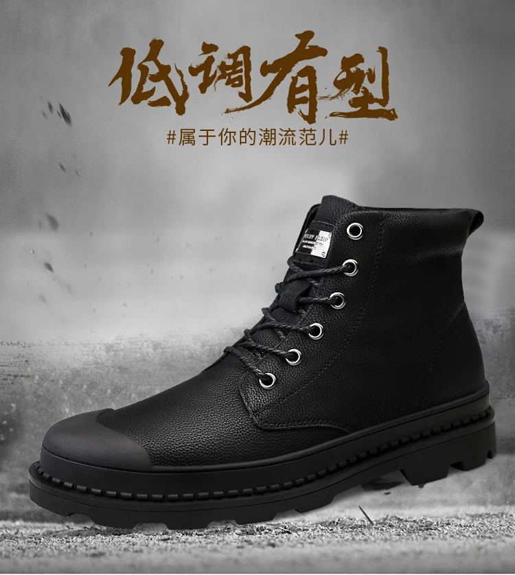Brand Winter Men Snow Boots Ankle Boots Man Genuine Leather Plush Warm Men Motorcycle Boots Autumn Outdoor Man Shoes Size 38-46