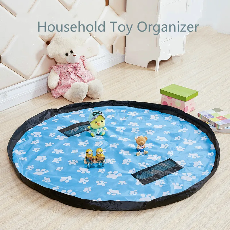 

Portable Kid Toy Storage Bag 150cm Round Pouch Play Mat Lego Storage Blanket Baby Crawling Soft Cartoon Toy Organizer Picnic Mat