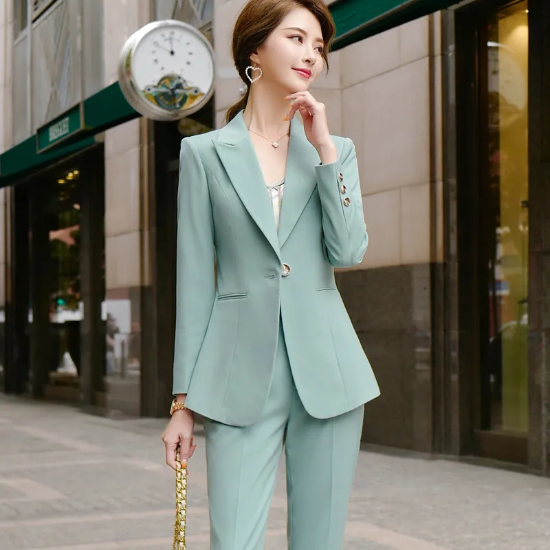 Light Green Pants Suit Women 2020 New 