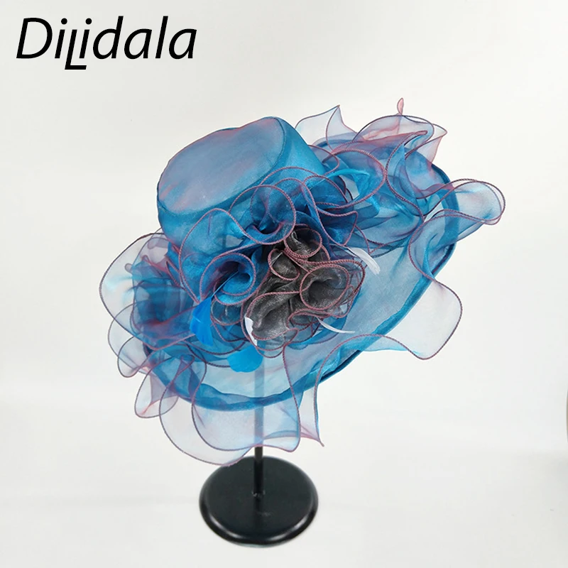 Dilidala, летняя Солнцезащитная шляпа для женщин, новая, анти-УФ, яркая, модная, для девушек, большой цветок, марля, шляпа, крыло, Солнцезащитная шляпа